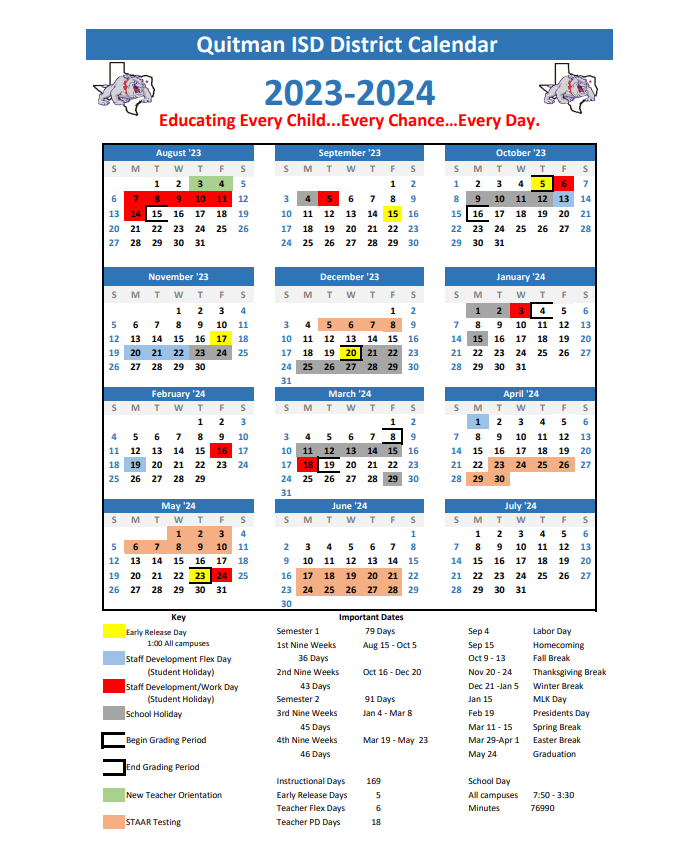 QISD calendar for 23-24