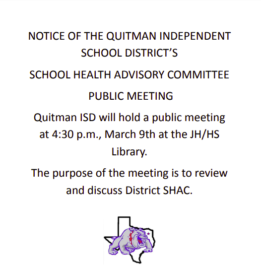 notice of shac meeting